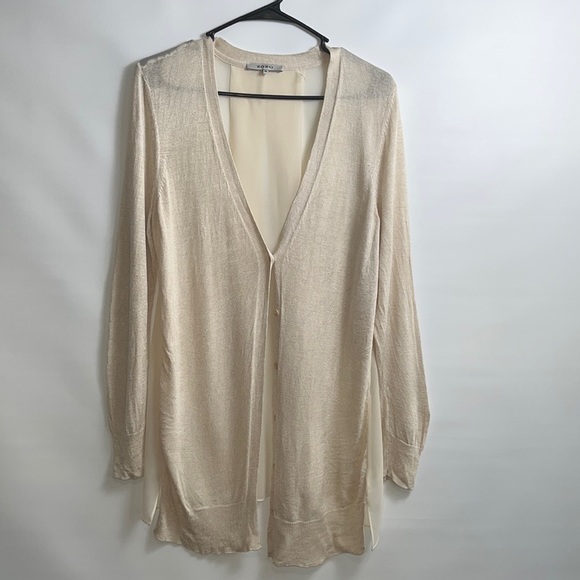 zozo Sweaters Zozo Beige Crdigan Sheer On Back Poshmark